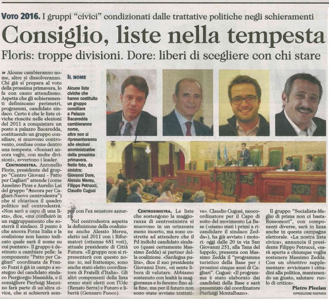 UNIONE SARDA 24 NOVEMBRE 2015